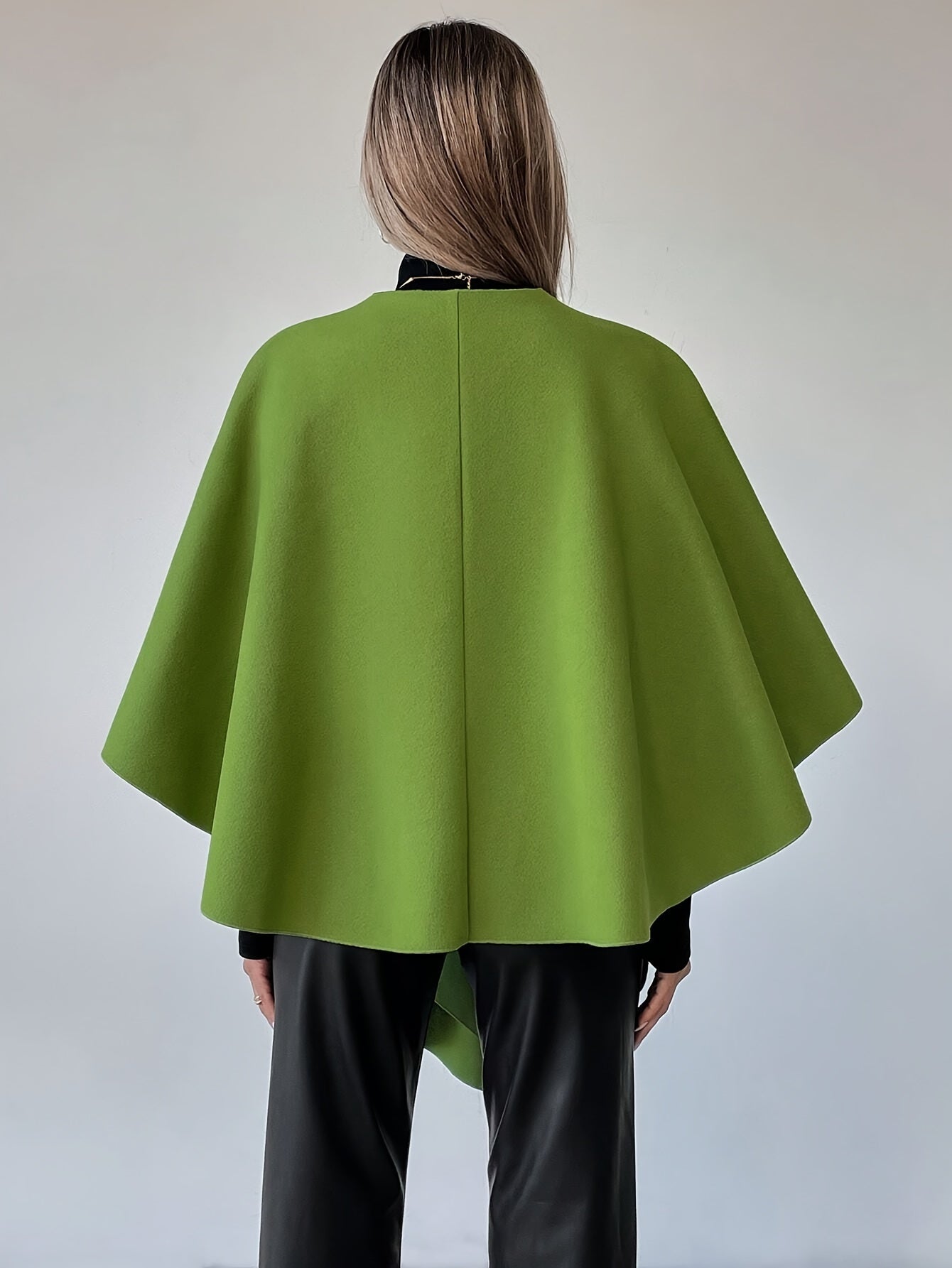 Elegant Solid Color Gathered Cape Cloak