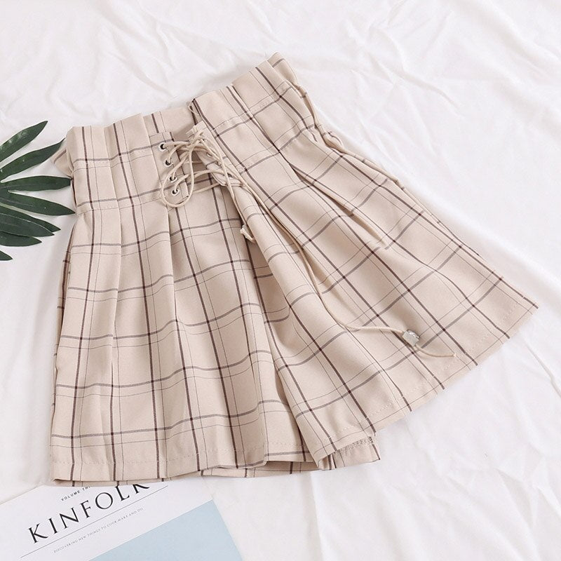 Plaid Drawstring Shorts