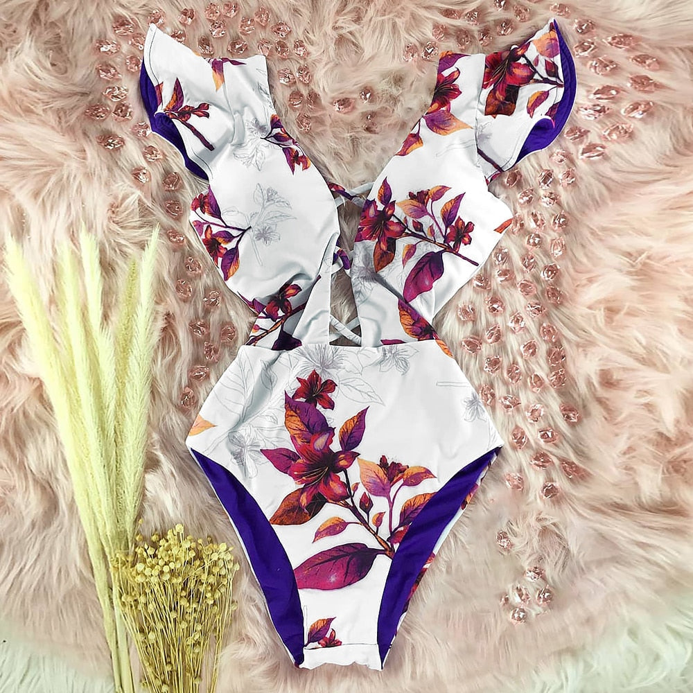 Off The Shoulder Ruffle Monkini