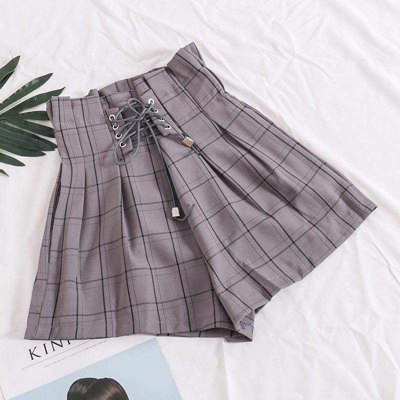 Plaid Drawstring Shorts
