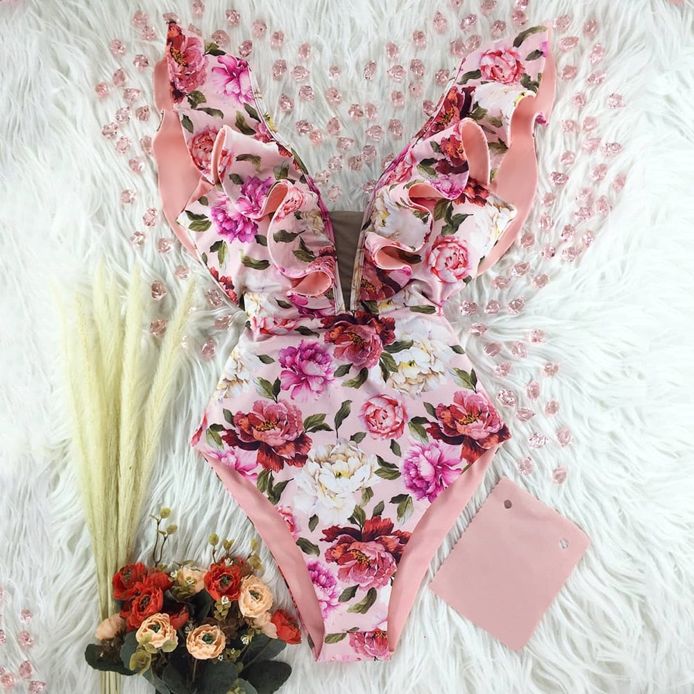 Off The Shoulder Ruffle Monkini