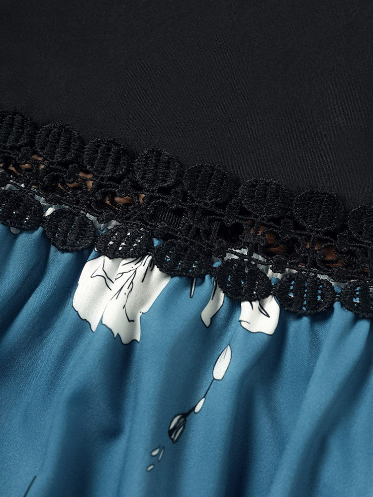 Floral Lace Ruffled Dress