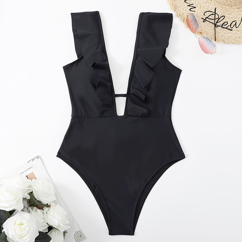 Off The Shoulder Ruffle Monkini
