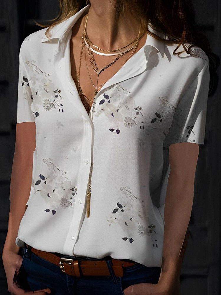 Turn-down Collar Blouse