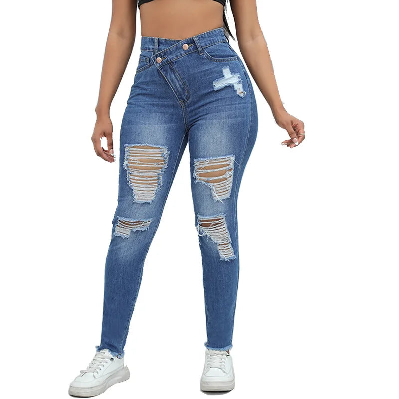 Diagonal Button Jeans