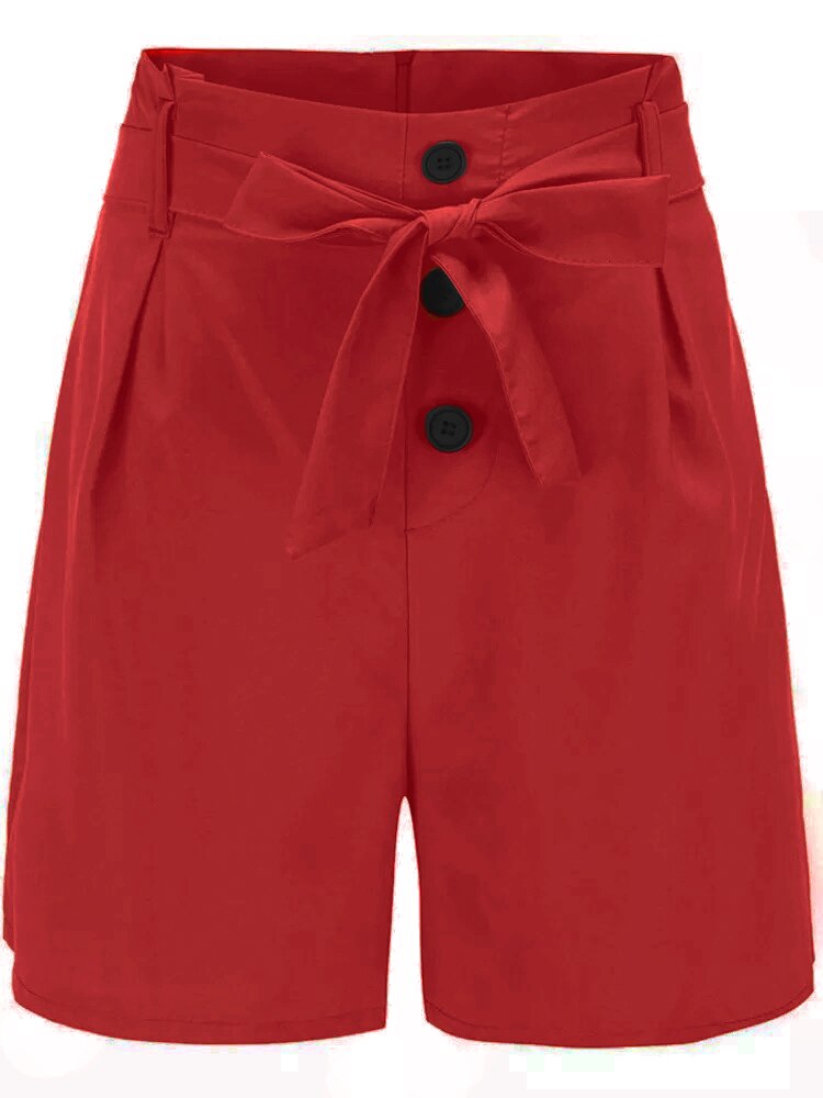 Elegant High Waist Button Shorts