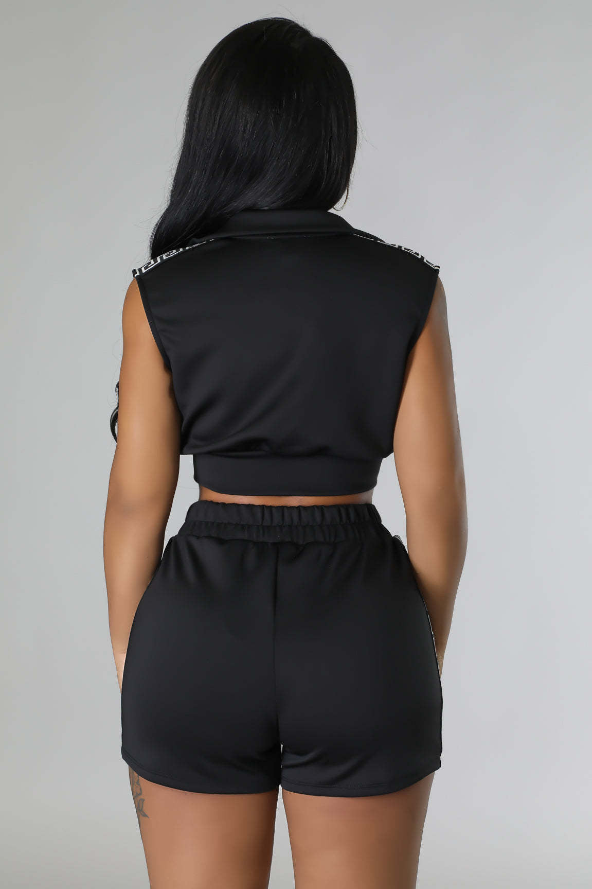 Zipper Crop Top Short Set