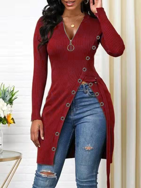 Long V-Neck Top