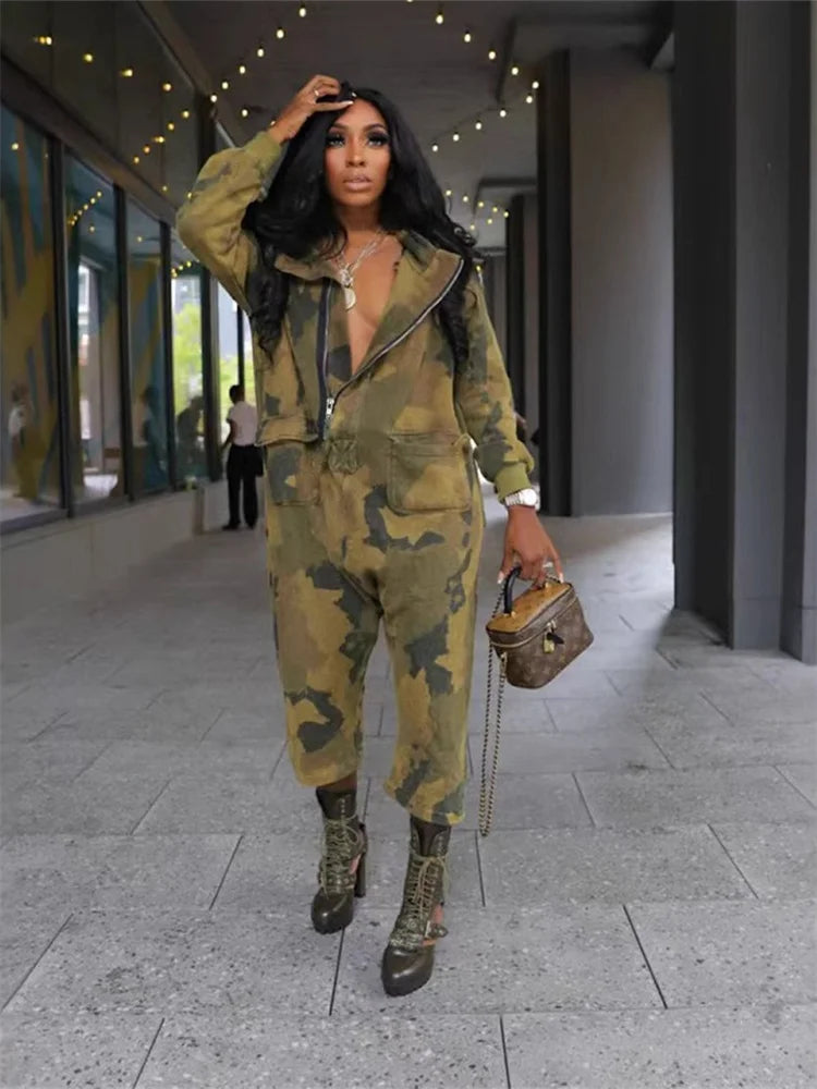 Camouflage Cargo Jumpsuit