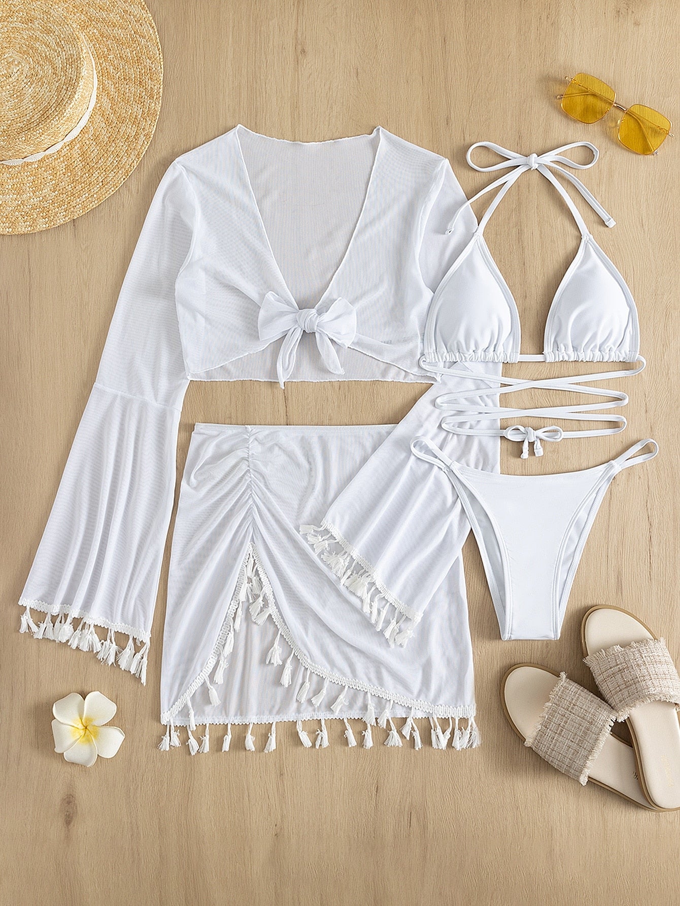 4 Piece Bikini and Cover Up