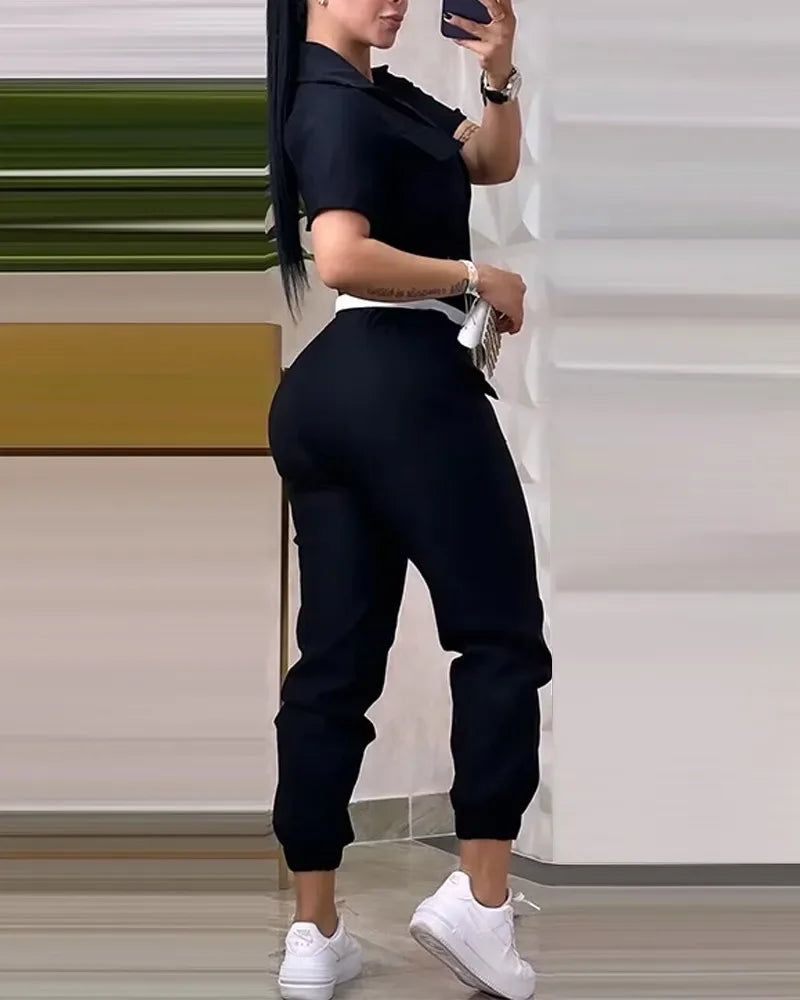 Short Sleeve Cargo Jumpsuit