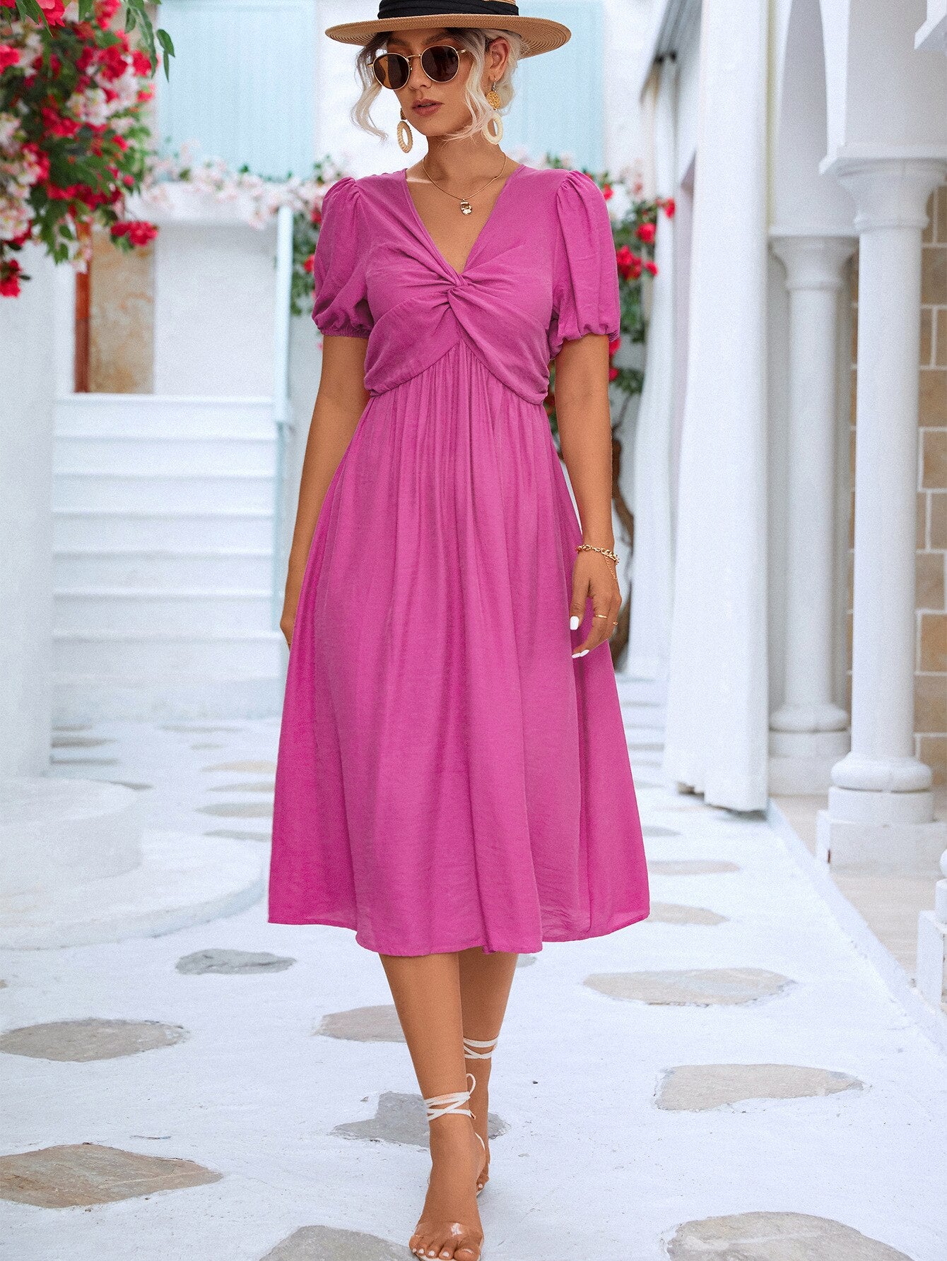 Pleated Boho Dress