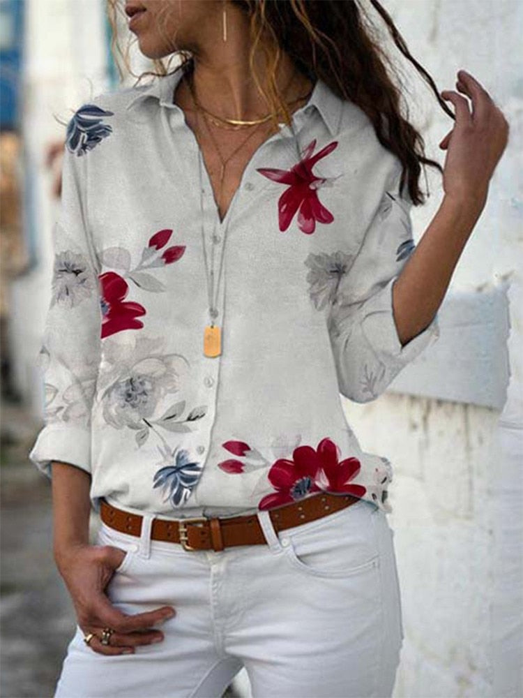 Turn-down Collar Blouse