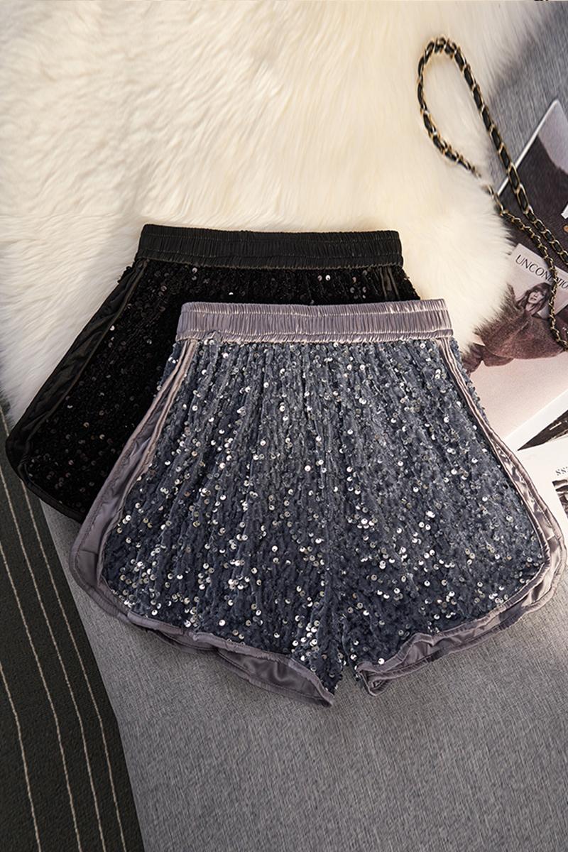 Sequined Asymmetrical Shorts