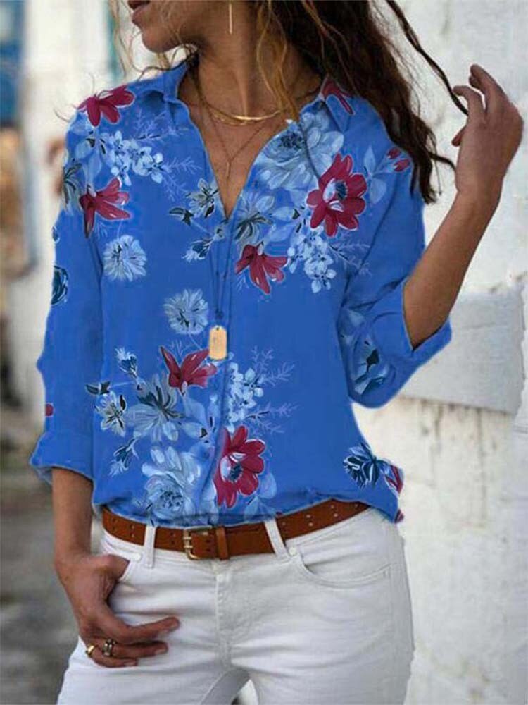 Turn-down Collar Blouse