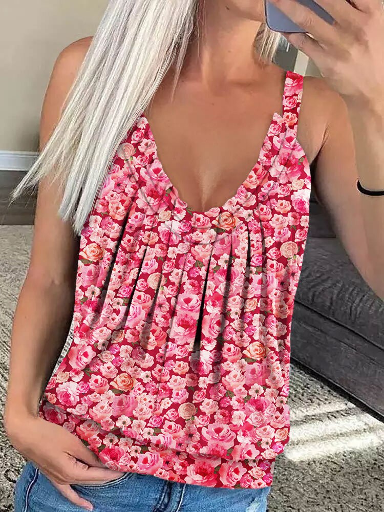 Ruffled V-Neck Camisole Tops