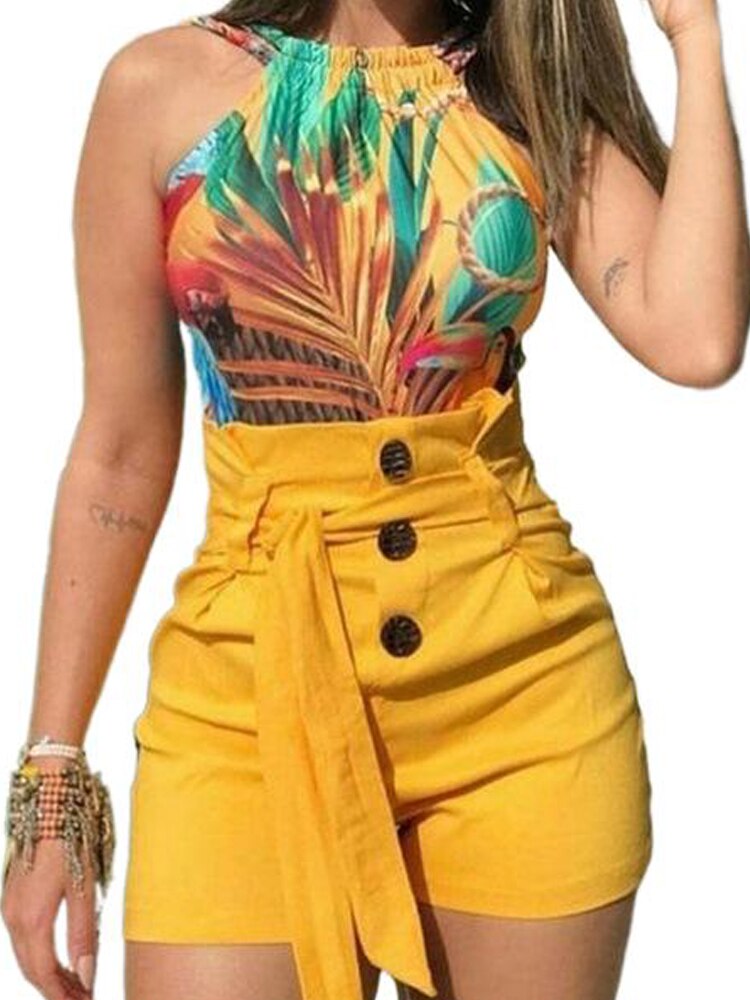 Elegant High Waist Button Shorts