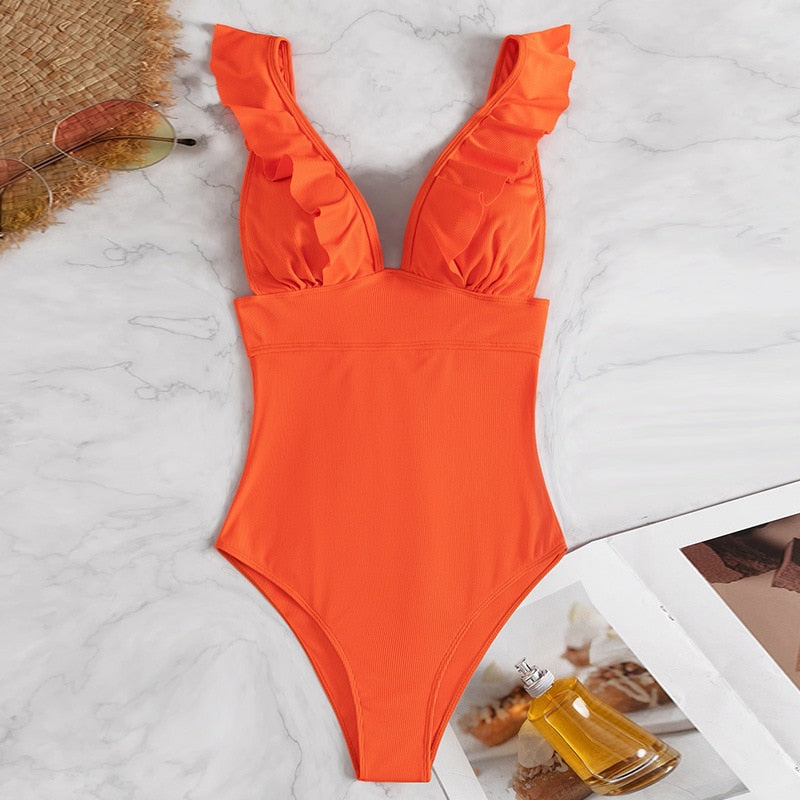 Off The Shoulder Ruffle Monkini