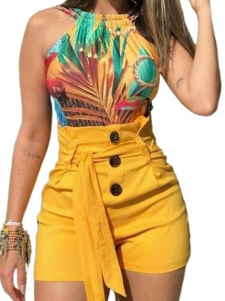 Elegant High Waist Button Shorts