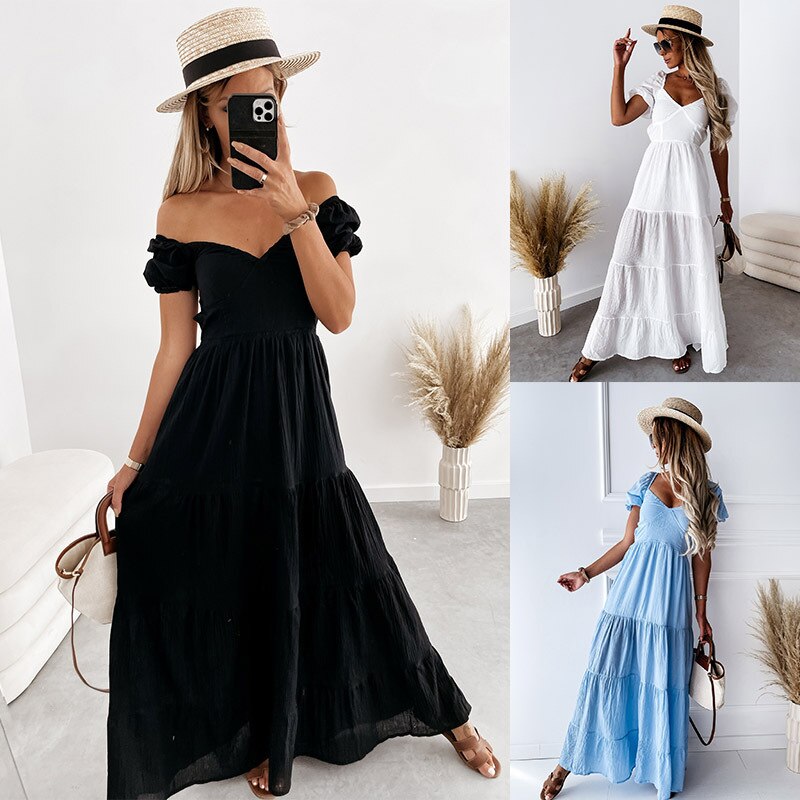 Square Neck Pleated High Waist Dress