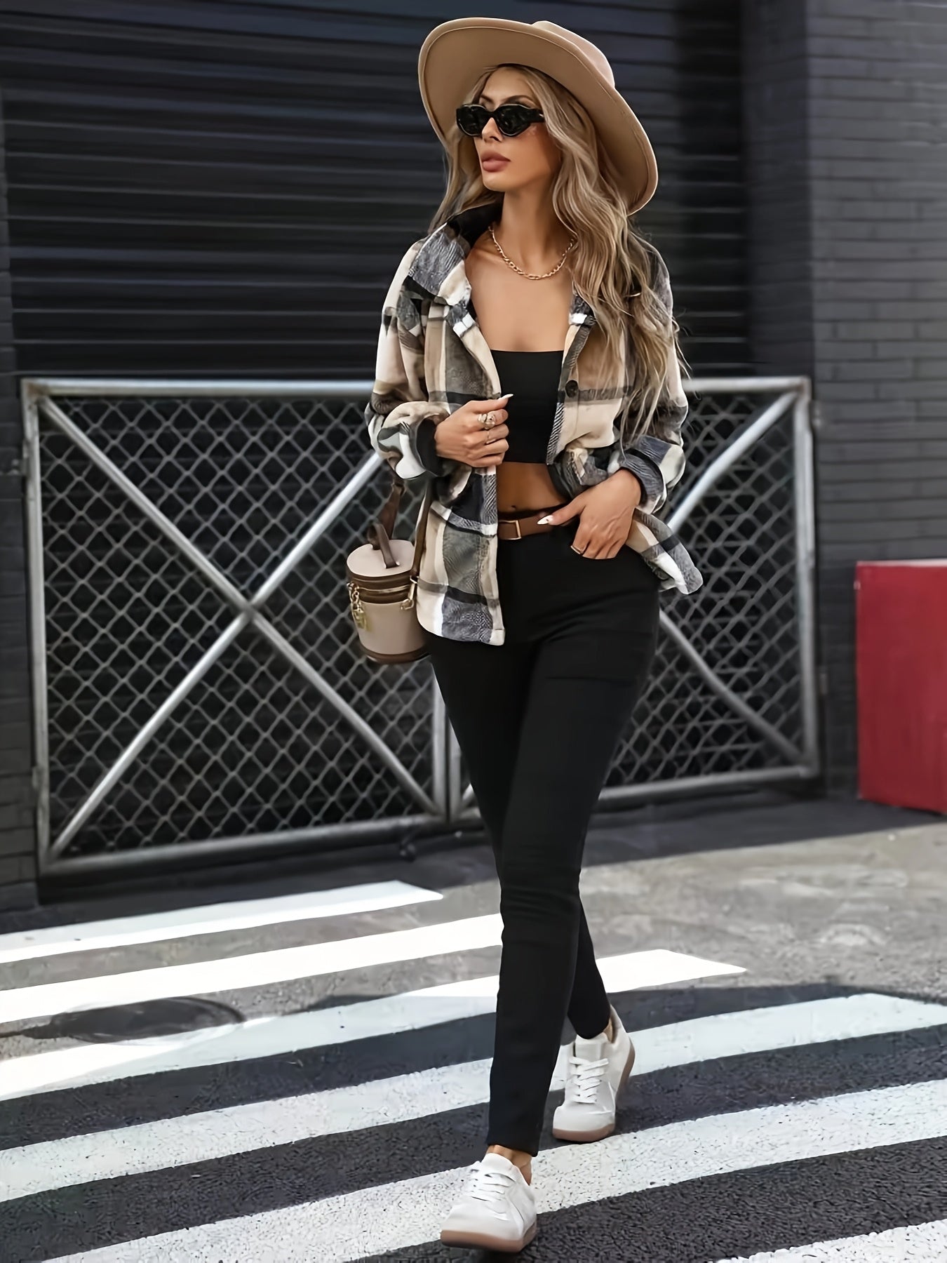 Button-up Plaid Jacket