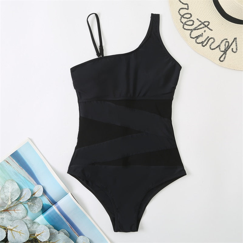 One Piece Women Mesh Bathing Suit