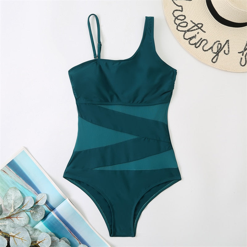 One Piece Women Mesh Bathing Suit