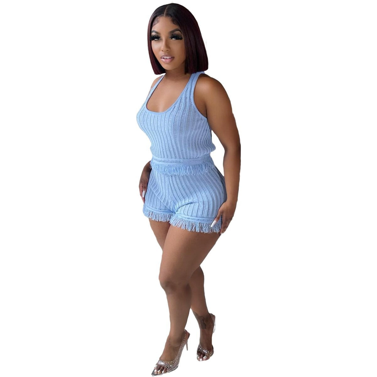 Casual Two Piece Crop Tank Set