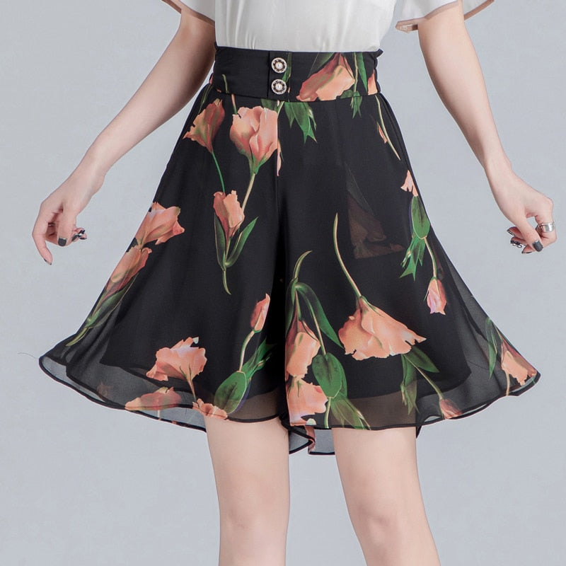 Chiffon Wide Leg Shorts
