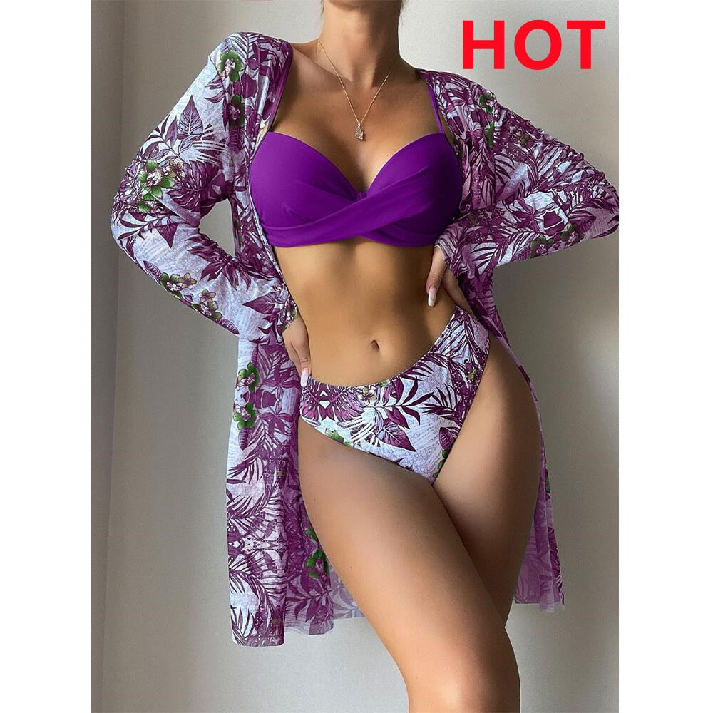 Three Piece Cover Up Bikini Set