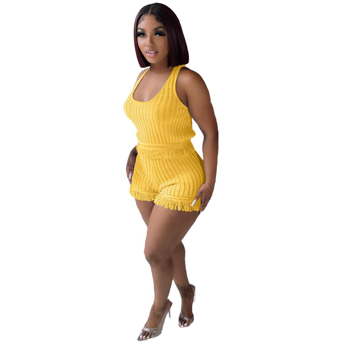 Casual Two Piece Crop Tank Set