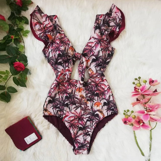 Off The Shoulder Ruffle Monkini