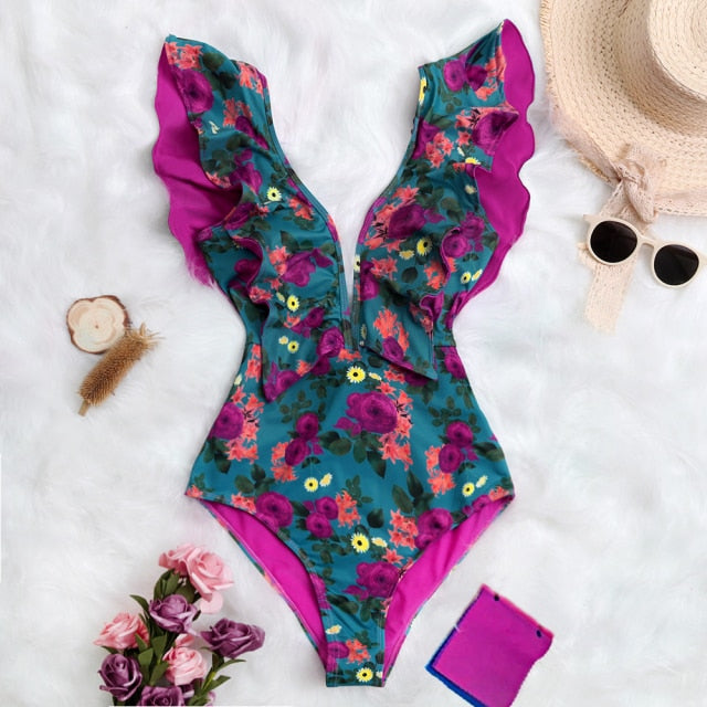 Off The Shoulder Ruffle Monkini