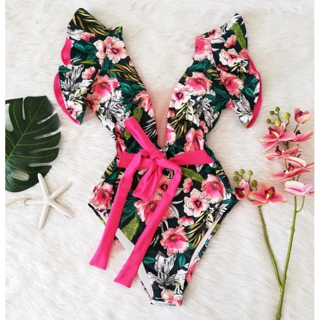Off The Shoulder Ruffle Monkini