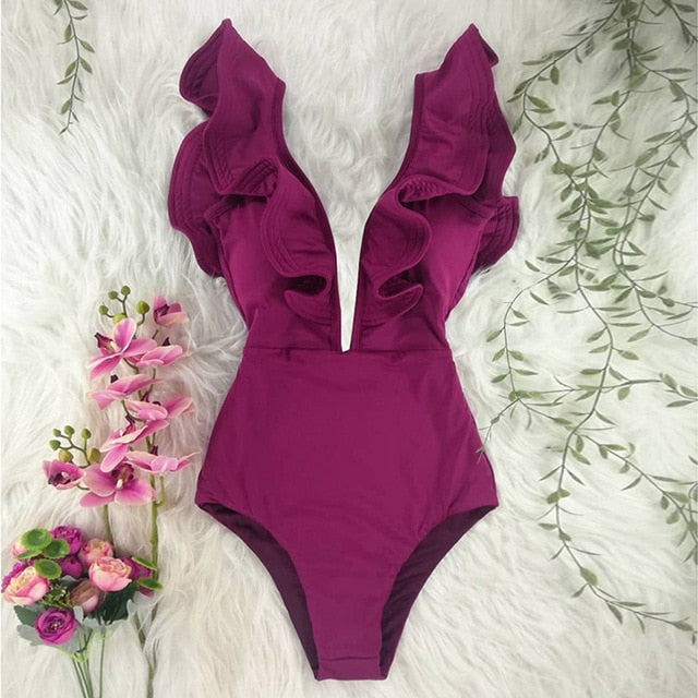 Off The Shoulder Ruffle Monkini