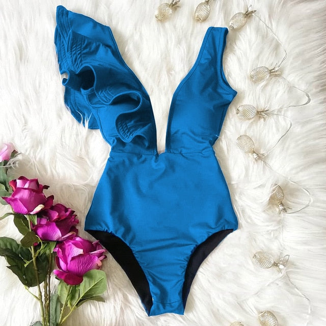 Off The Shoulder Ruffle Monkini