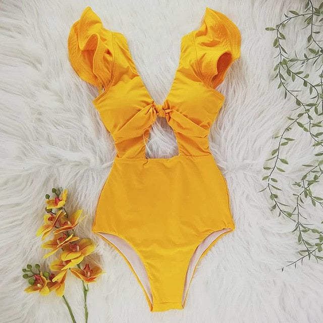 Off The Shoulder Ruffle Monkini