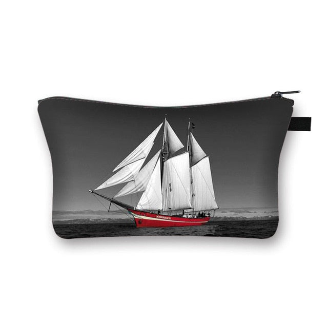 Canvas Red and Black Cosmetic Case