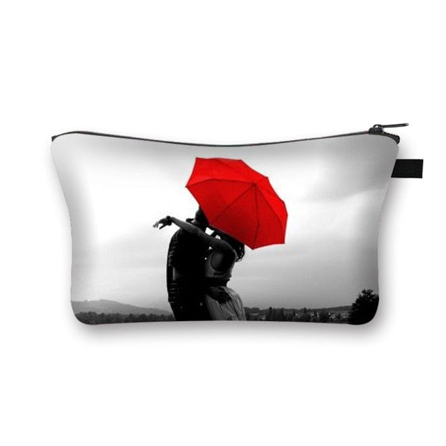 Canvas Red and Black Cosmetic Case