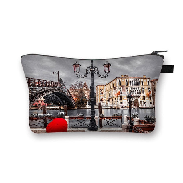 Canvas Red and Black Cosmetic Case