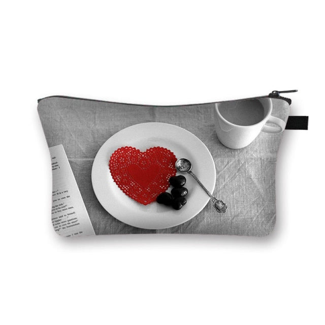 Canvas Red and Black Cosmetic Case