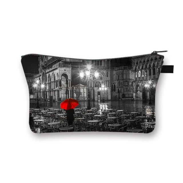 Canvas Red and Black Cosmetic Case
