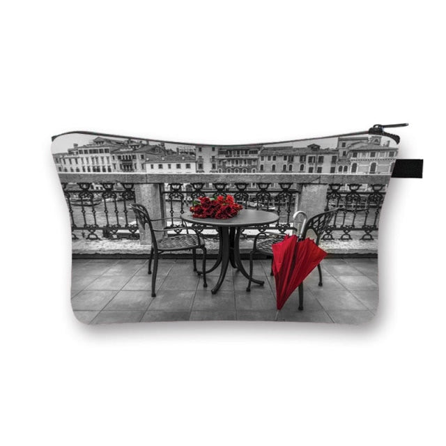 Canvas Red and Black Cosmetic Case