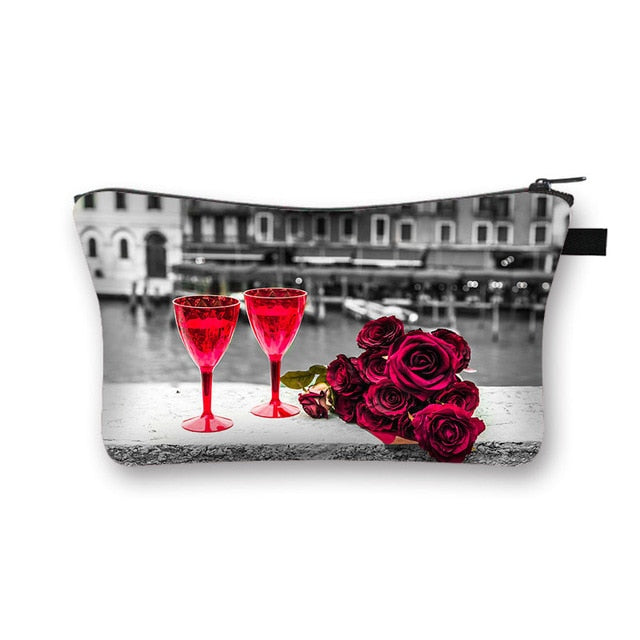 Canvas Red and Black Cosmetic Case