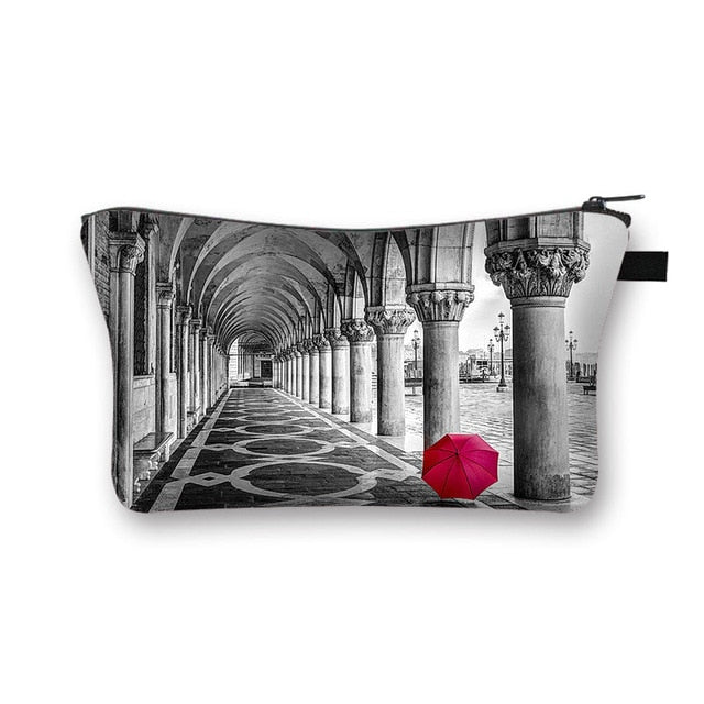 Canvas Red and Black Cosmetic Case