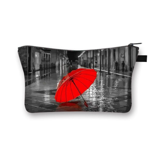 Canvas Red and Black Cosmetic Case