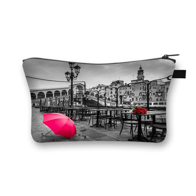 Canvas Red and Black Cosmetic Case