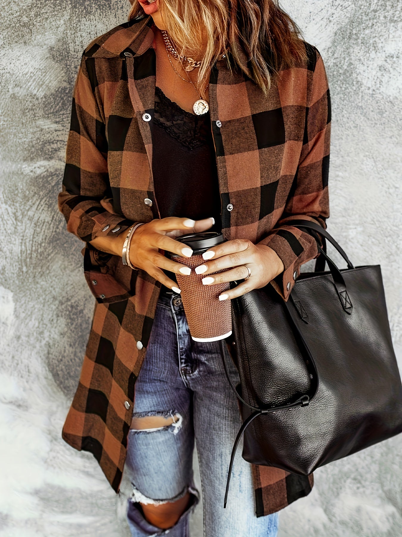 Plaid Button-Front Shirt