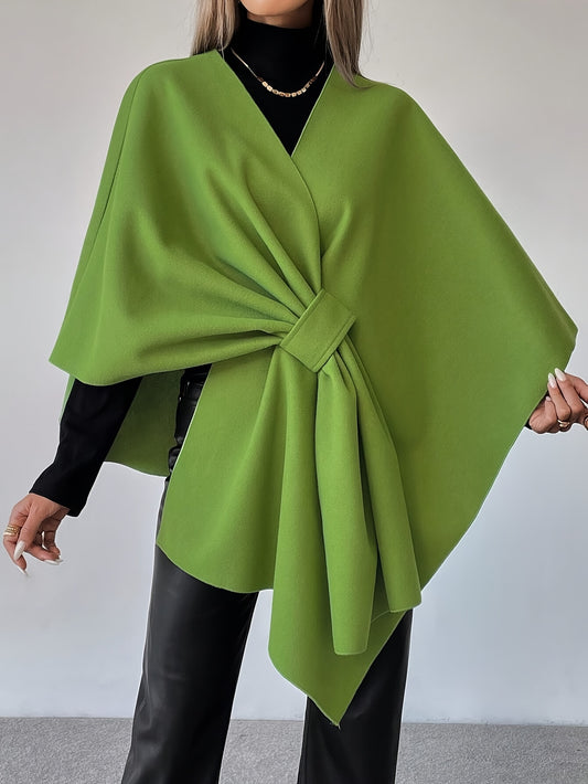 Elegant Solid Color Gathered Cape Cloak