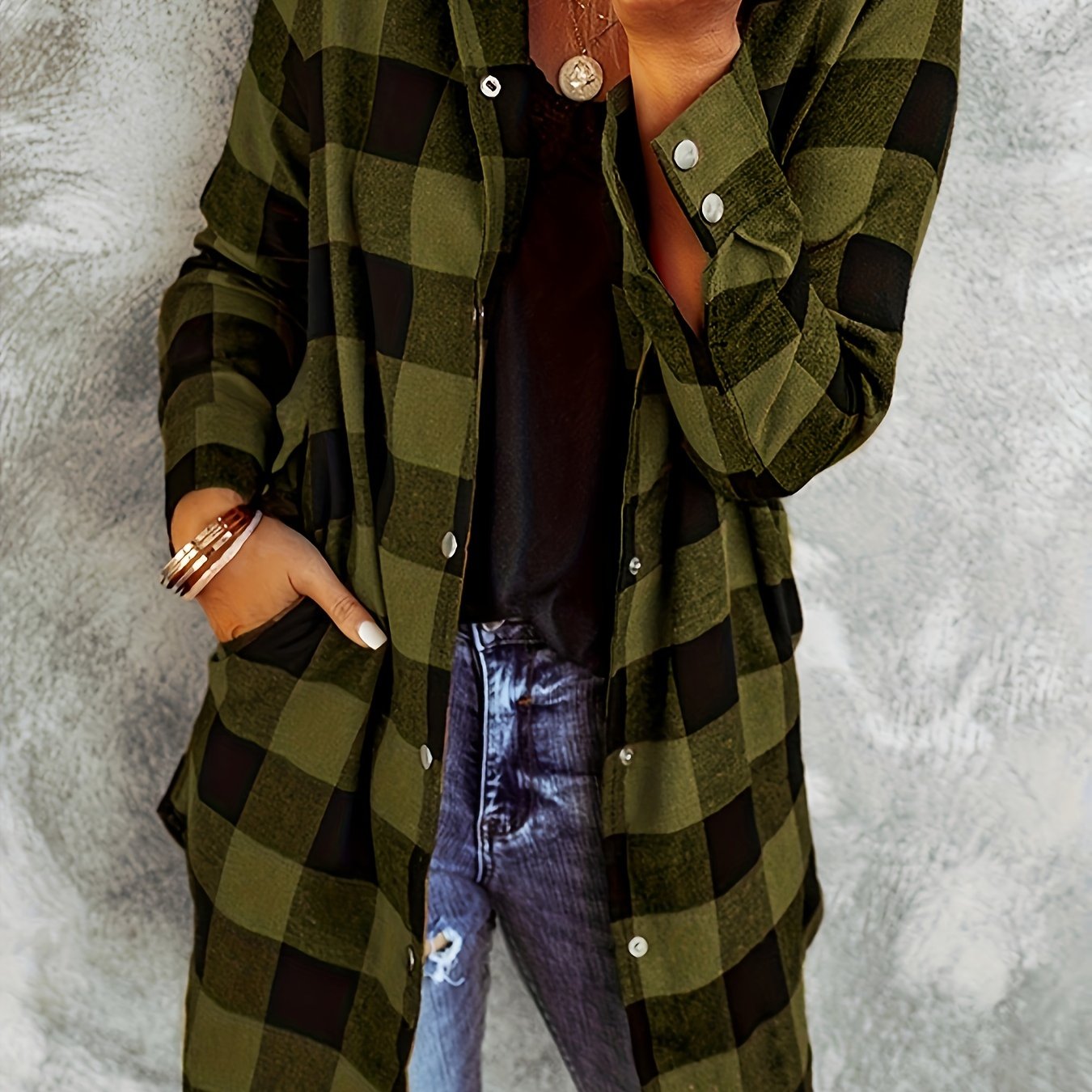 Plaid Button-Front Shirt